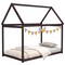 Costway Twin House Bed Wood Frame w/ Roof for Kids Toddler No Box Spring